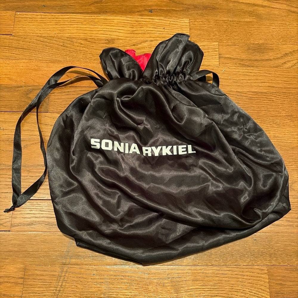 Sonia Rykiel Satin Dust Bag Drawstring Black Designer Storage Pouch